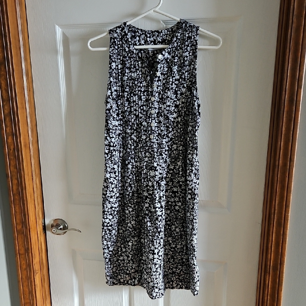 Sonoma Black and White Patterned Midi Dress